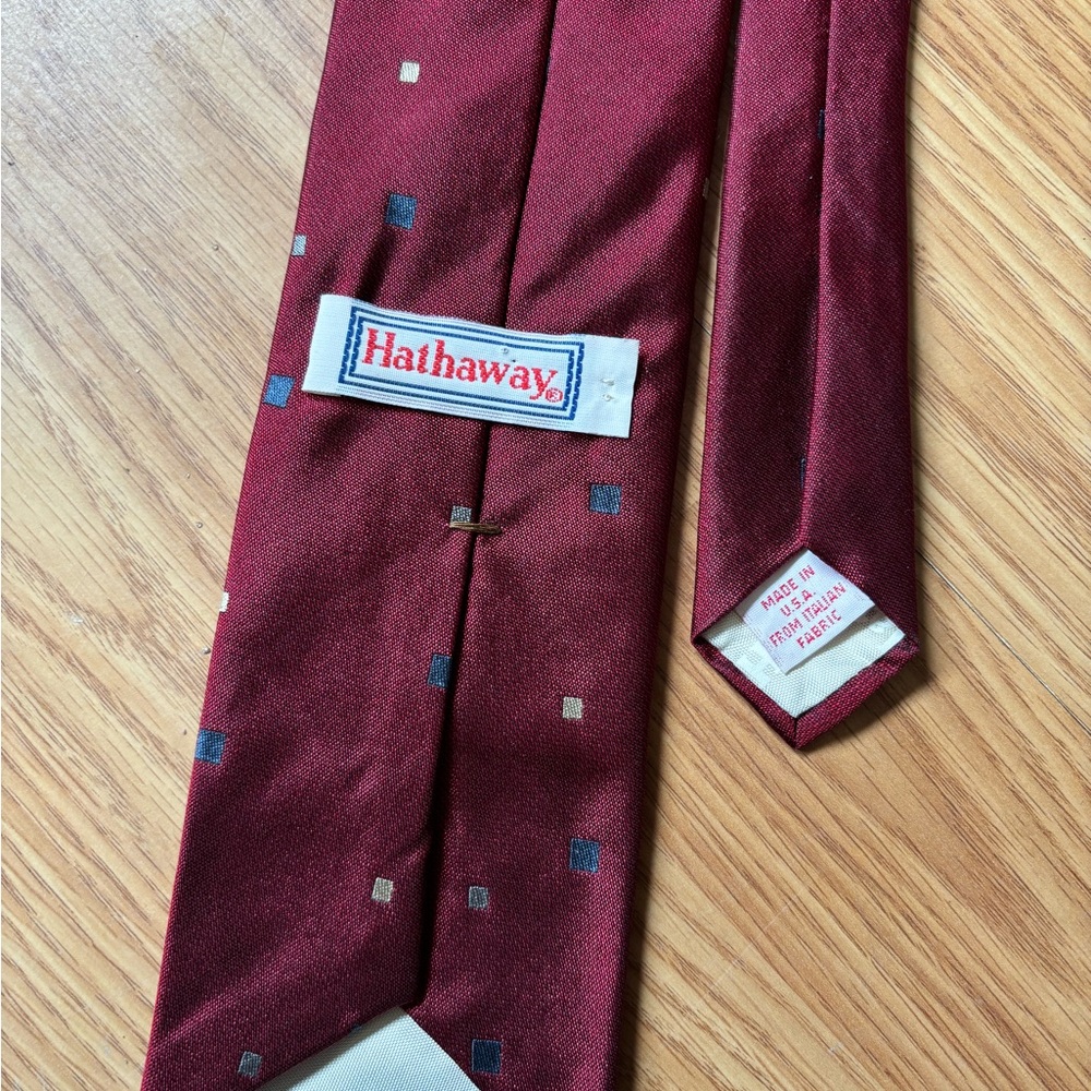 Burgundy Tie with Square Pattern